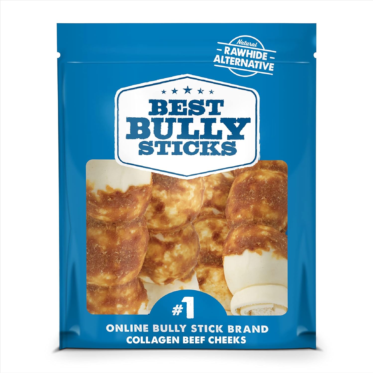 Best Bully Sticks All-Natural Chicken-Wrapped Beef Cheek Dog Treats - Made With Natural Occurring Collagen - Chews Like A Rawhide, But Not A Rawhide (Chicken Wrapped, Large 4-Pack)