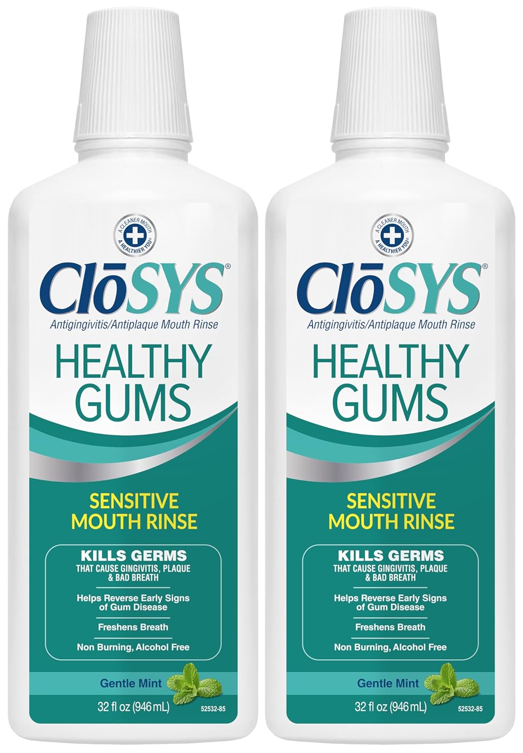 Closys Healthy Gums Mouthwash, Antiplaque And Antigingivitis For Gum Health, Non-Burning, Non-Irritating – 32 Fl Oz (Twin Pack)