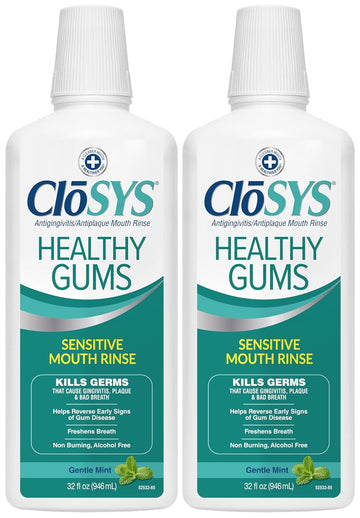 Closys Healthy Gums Mouthwash, Antiplaque And Antigingivitis For Gum Health, Non-Burning, Non-Irritating – 32 Fl Oz (Twin Pack)