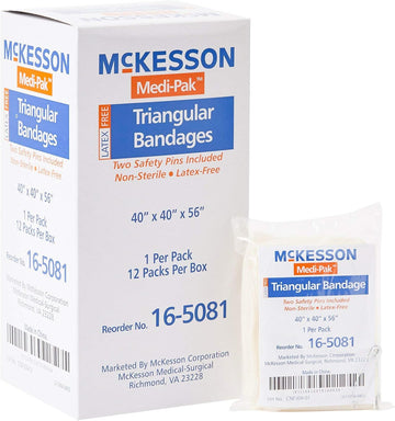 Mckesson Triangular Bandage, Latex-Free, Muslin, 40 In X 40 In X 56 In, 12 Count, 1 Pack