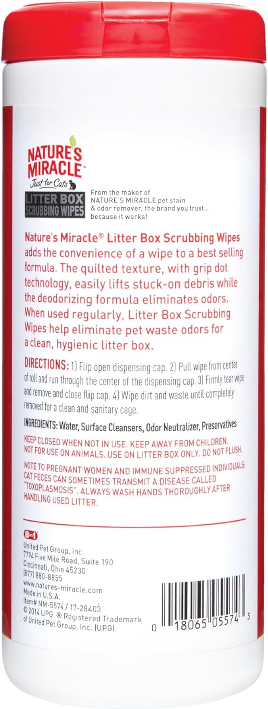 Nature'S Miracle Just For Cats Litter Box Scrubbing Wipes, 30 Count (Nm-5574)