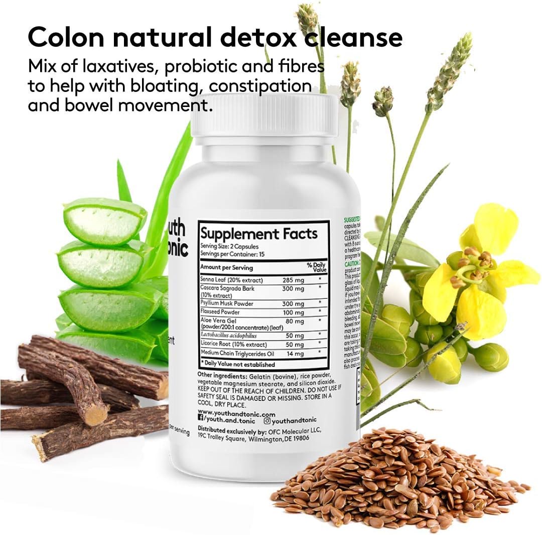 Youth & Tonic Colon and Kidney Flush for Whole Body Cleanse and Detox, 60 Pills for Women & Men : Health & Household