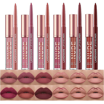 3Pcs Lip Liner And Lipstick Combo Set - Matte Lip Liner Pencil, Velvet Matte Lipstick & Hydrating Collagen Lip Gloss - Long-Lasting, Smudge-Proof, High Pigment Nude Brown Lip Makeup Kit (Set 4, 3)
