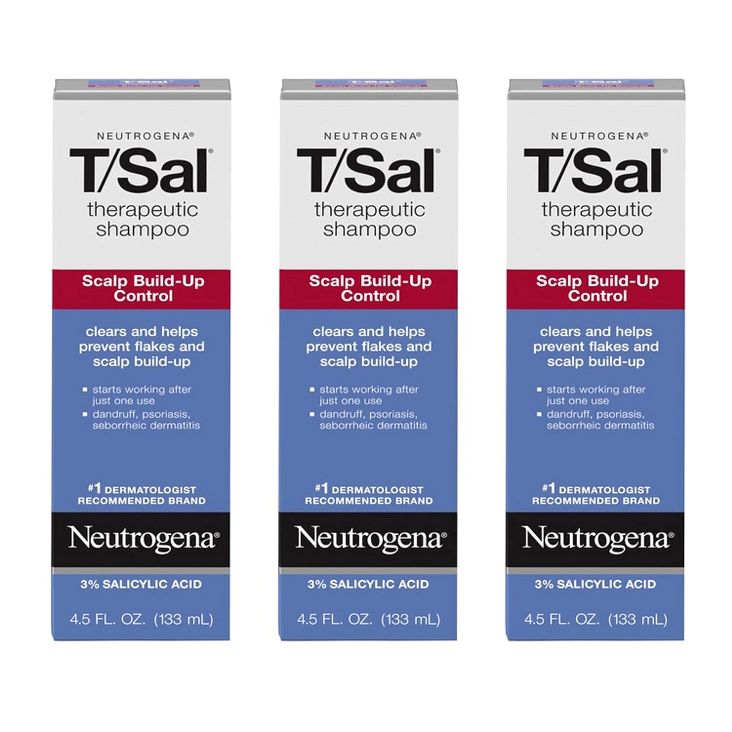 Neutrogena T/Sal Therapeutic Scalp Shampoo For Scalp Build-Up Control With 3% Salicylic Acid, Scalp Treatment For Dandruff, Scalp Psoriasis & Seborrheic Dermatitis Relief, 6 X 4.5 Fl. Oz