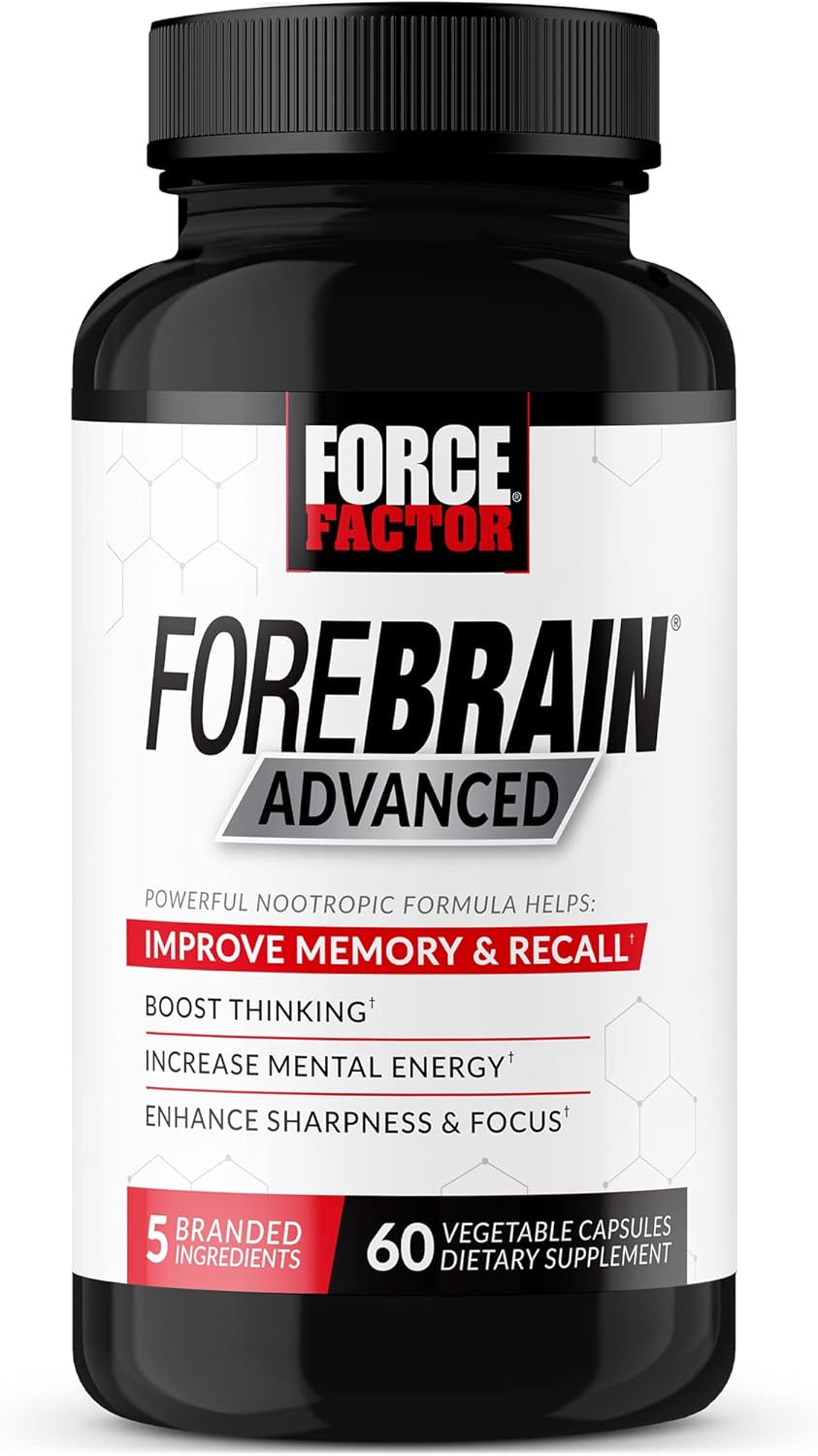 Force Factor Forebrain Advanced Brain Booster, Brain Supplement For Memory Support, Concentration, Focus, Thinking, And Mental Energy, Made With Powerful Ingredients That Work Fast, 60 Capsules