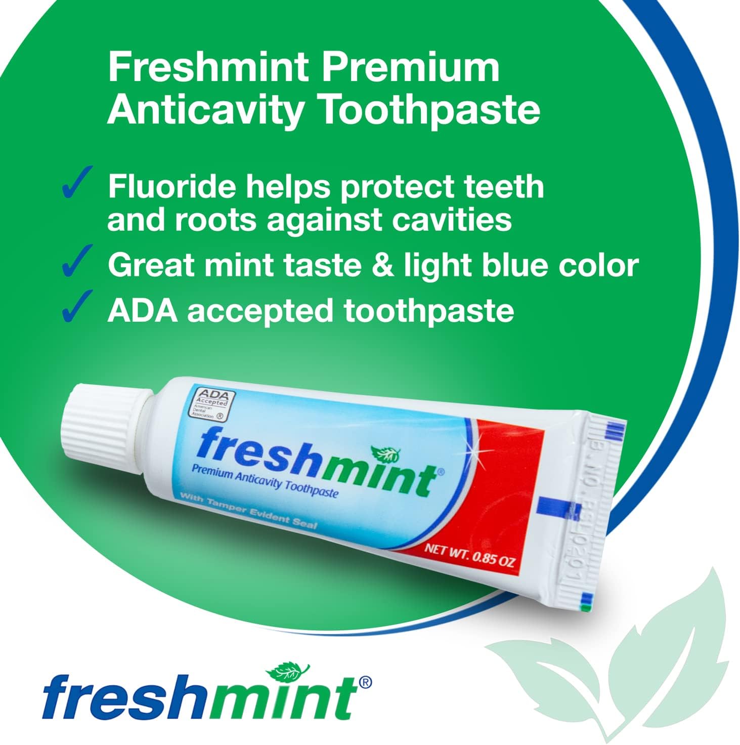 Freshmint® 144 Tubes of 0.85 oz. Premium Anticavity Fluoride Toothpaste with Safety Seal (ADA Accepted) : Health & Household