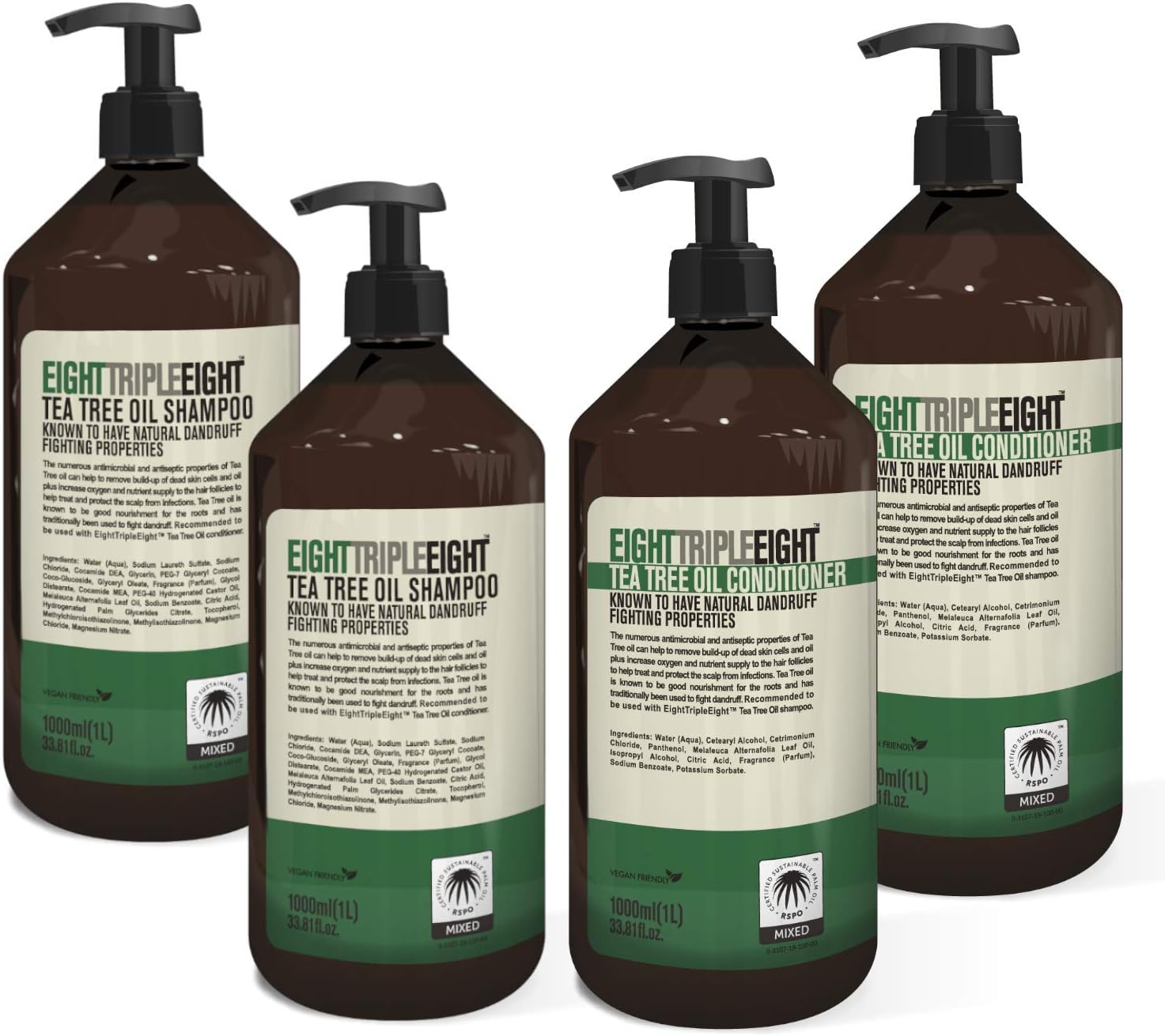 Eight Triple Eight Tea Tree Oil Hair Care Set- 2X Shampoo & 2X Conditioner 1 Litre