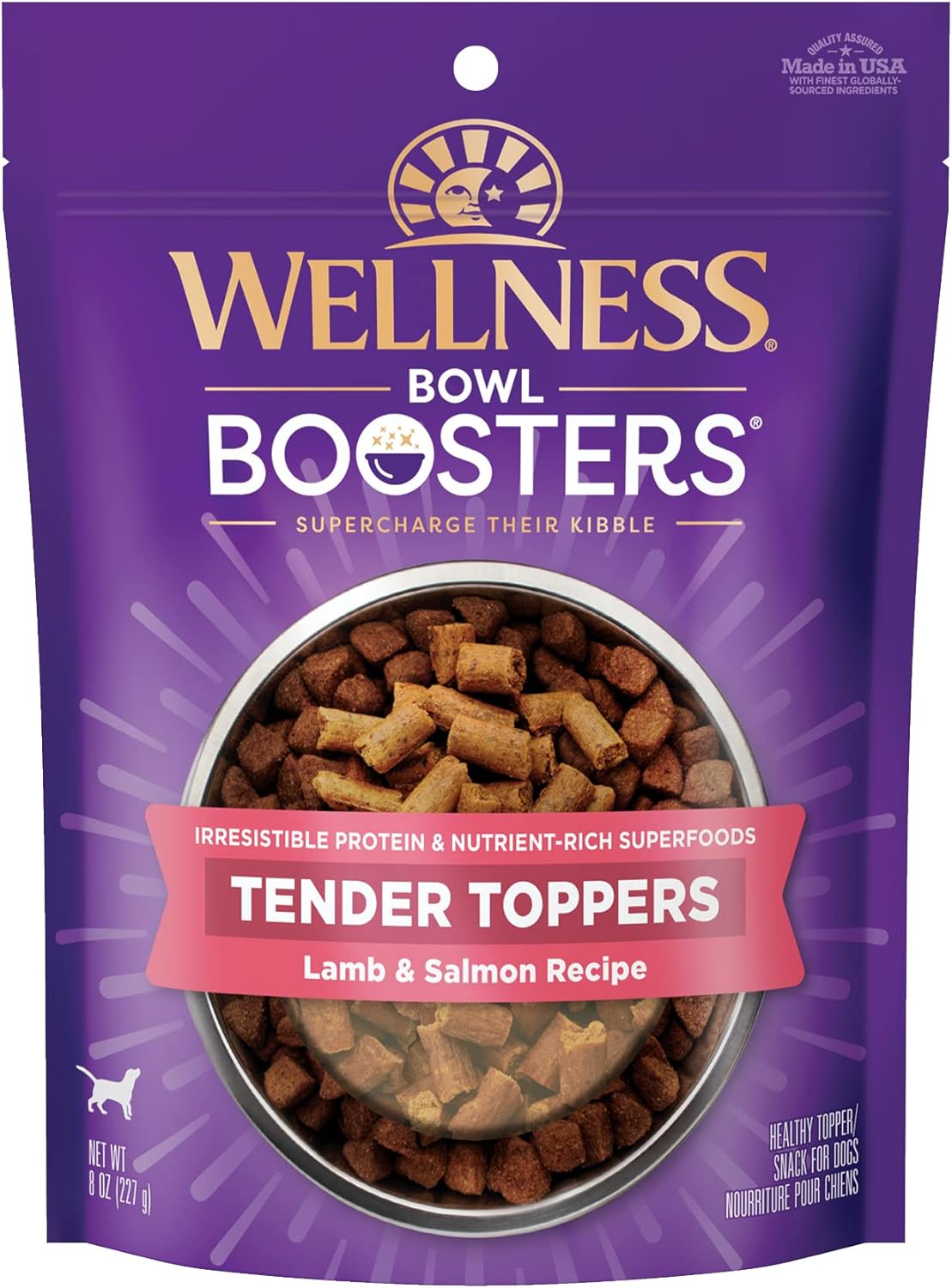 Wellness Tender Toppers (Previously Core Bowl Boosters), Grain-Free Natural Dog Food Toppers Or Mixers, Made With Real Meat (Lamb & Salmon, 8 Oz Bag)