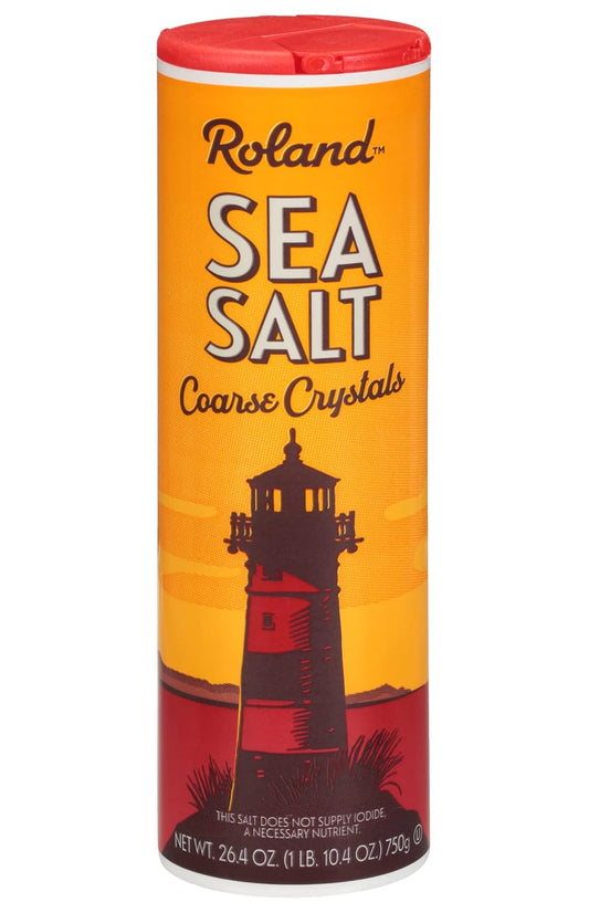 Roland Foods Sea Salt, Coarse Crystals, 26.5 Ounce Bottle, Pack Of 12