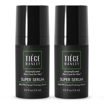 Tiege Hanley Anti-Aging Face Serum, Super Serum (2-Pack) - Skin Tightening Facial Serum For Men - Mens Serum For Face With Sodium Hyaluronate & Retinyl Palmitate For Smoother & Tighter Skin, 0.5 Fl Oz