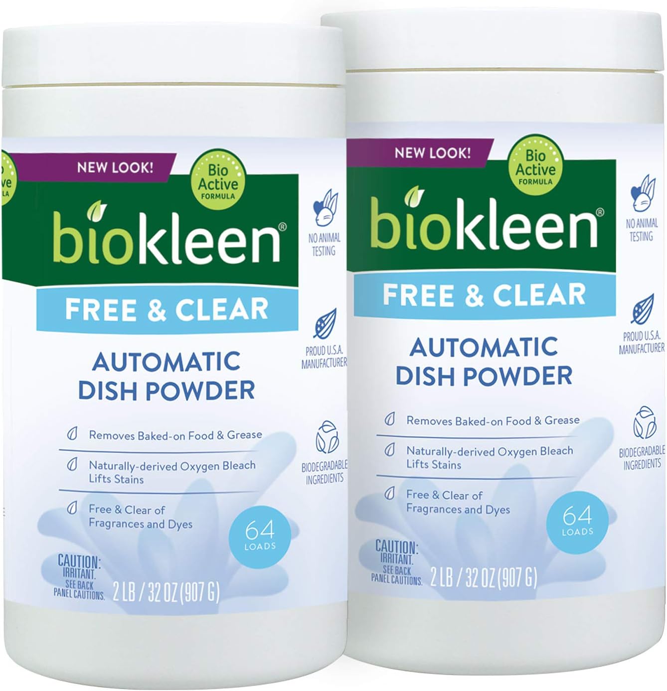 Biokleen Free & Clear Dishwashing Detergent Powder- 128 Loads - Concentrated, Phosphate & Chlorine Free, Eco-Friendly, No Artificial Fragrance, Colors or Preservatives
