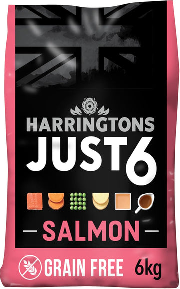 Harringtons Just 6 Salmon & Veg Complete Grain Free Dry Dog Food With Added Tasty Fresh Baked Bites 6kg?HARRJ6S-6