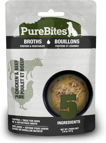 Purebites Chicken & Beef Broths For Dogs, Only 5 Ingredients, Case Of 18