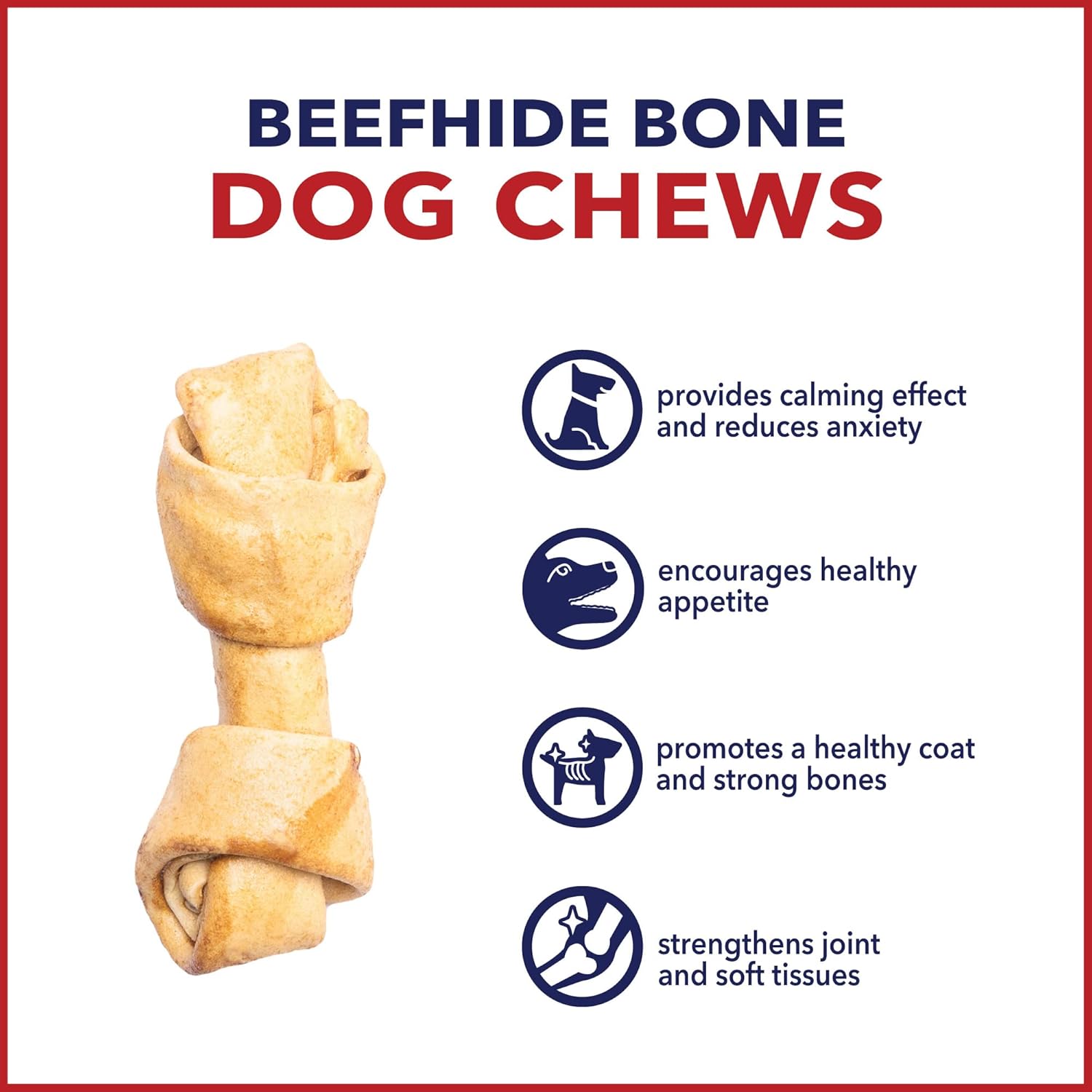 Pet Factory American Beefhide 4-5" Knotted Bones Dog Chew Treats - Chicken Flavor, 4 Count/1 Pack : Pet Supplies
