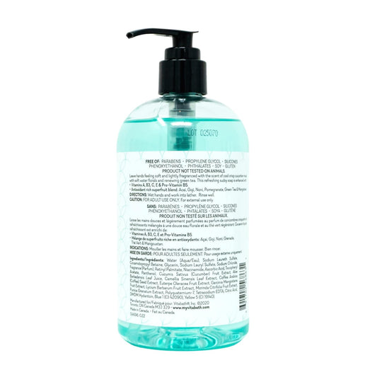 Vitabath Cucumber & White Tea Hand Soap Cleansing Moisturizing Wash For Hands With Nourishing Botanicals Aloe, Vitamins & Antioxidants - Cruelty-Free, Gluten-Free, Paraben-Free - 16 Oz