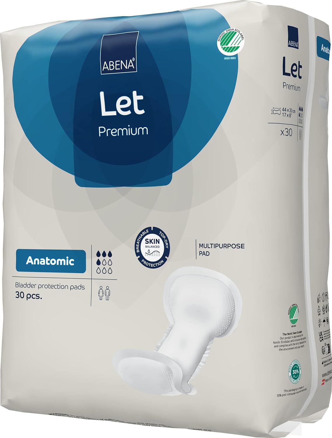 ABENA Let Anatomic Incontinence Pads for Women and Men | Pack of 30 | These Absorbent Pads can be Used as Sanitary Pads for a Heavy Flow but are mainly Used as Incontinence Pads for Men and Women : Amazon.co.uk: Health & Personal Care