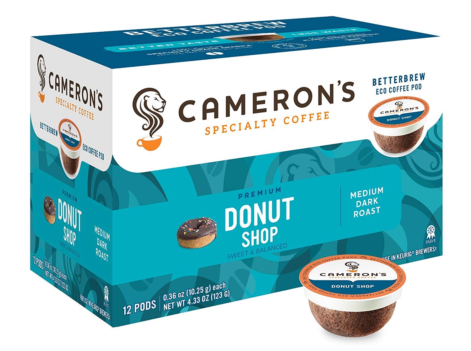 Cameron'S Coffee Donut Shop Blend Single Serve Pods, 12 Count, 4.33 Ounce (Pack Of 6)