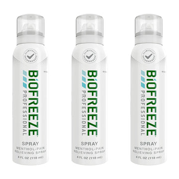 Biofreeze Professional Strength Pain Relief Aerosol Spray, Knee & Lower Back Pain Relief, Sore Muscle Relief, Neck Pain Relief, FSA Eligible, 3 Pack (4 FL OZ Biofreeze Menthol Spray)