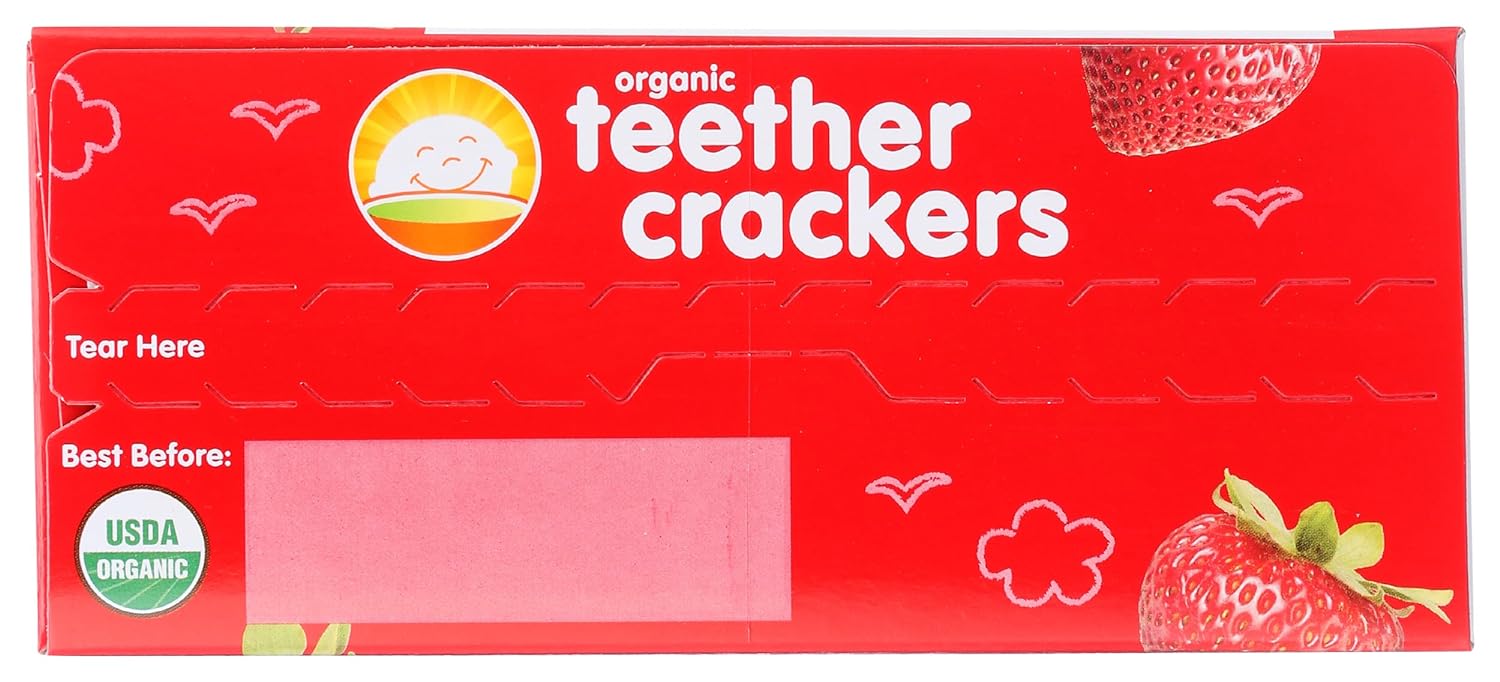Happy Baby Organic Strawberry & Beet Teether Crackers 12 Count, 1.7 OZ : Everything Else