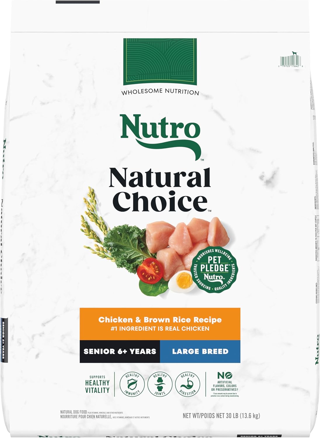 Nutro Natural Choice Large Breed Senior Dry Dog Food, Chicken & Brown Rice Recipe Dog Kibble, 30 Lb. Bag