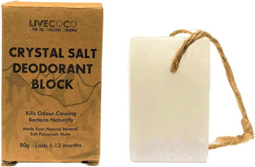 Livecoco Crystal Salt Deodorant - Natural, Effective, Backed By Science, Plastic-Free & Compostable Packaging, Suitable For Sensitive Skin, Protection Up To 24 Hours