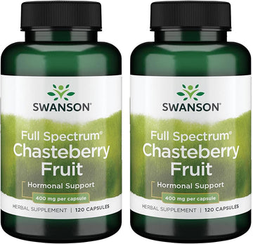 Swanson Chasteberry Fruit - Herbal Supplement Promoting Women'S Health & Menopausal & Menstrual Support - May Support Balance & Skin Health - (120 Capsules, 400Mg Each) 2 Pack