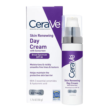 Cerave Anti-Aging Face Cream Spf 30 | Anti-Wrinkle Retinol Cream With Hyaluronic Acid And Ceramides | 1.76 Oz