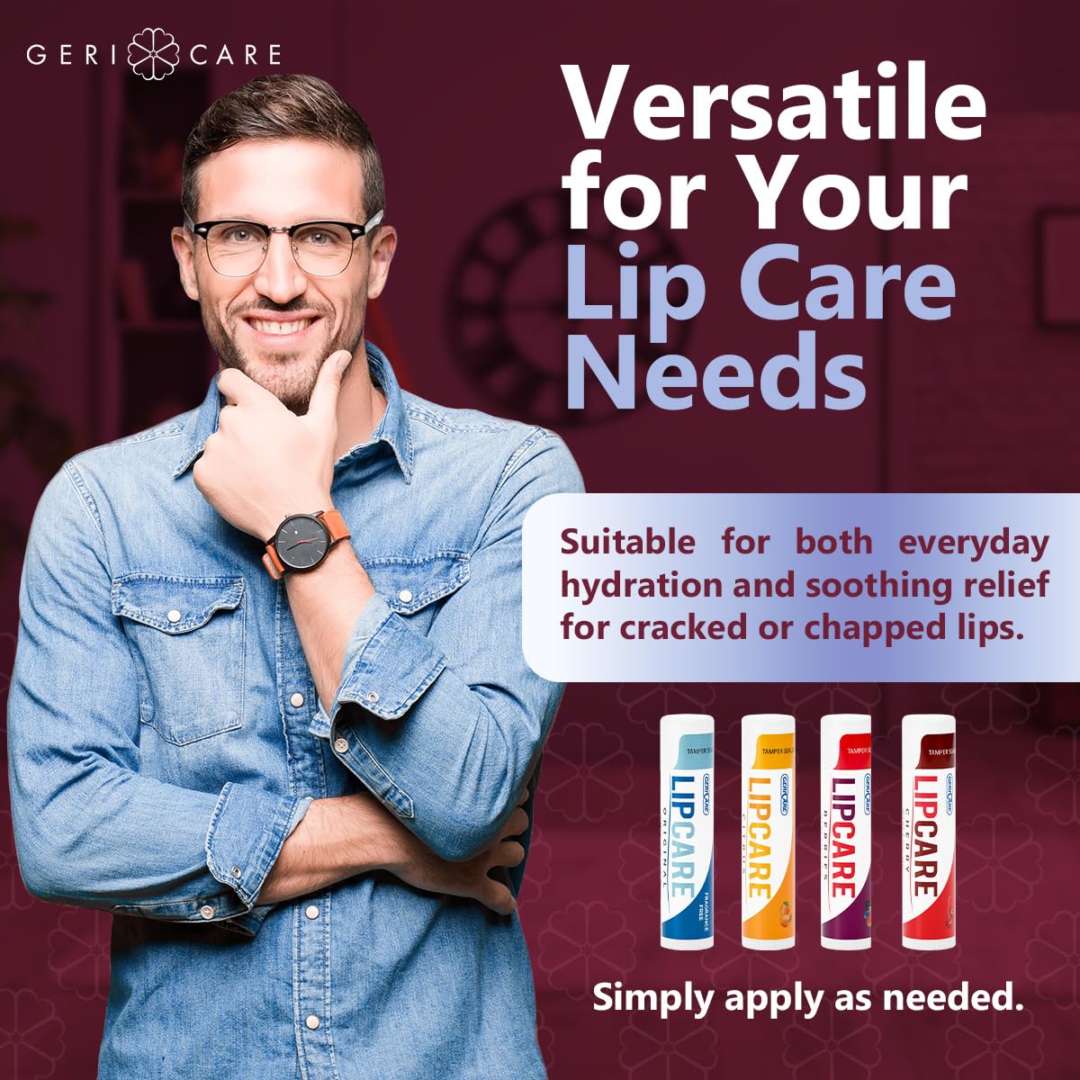 Gericare Lip Balms – Hydrating And Nourishing Lip Moisturizers For Dry, Cracked Lips – Long-Lasting, Travel-Friendly Lip Care, Set Of 4 (Original, Citrus, Berries, And Cherry) 4.2 G Each : Beauty & Personal Care