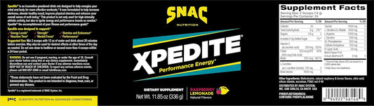 Snac Xpedite - Preworkout Performance Drink Supplement, Promotes Energy And Focus, Nitric Oxide Booster & Thermogenic, L-Carnitine, Beta Alanine, Raspberry Lemonade Powder, (24 Servings)