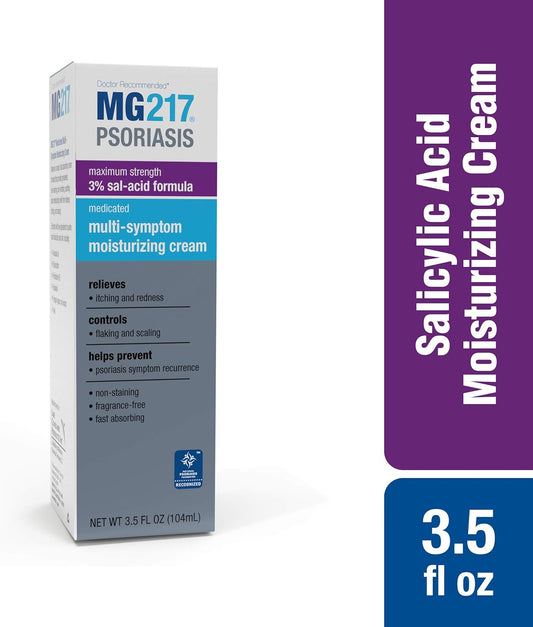 Mg217 Medicated Moisturizing Psoriasis Cream With 3% Salicylic Acid, Multi-Symptom, Fragrance Free, 3.5 Fl Oz, (5604)