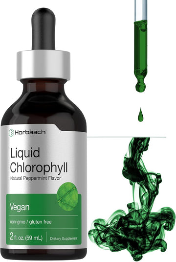 Horbäach Liquid Chlorophyll Drops | 2 Oz | Vegan, Non-Gmo, And Gluten Free Formula | Natural Peppermint Flavor