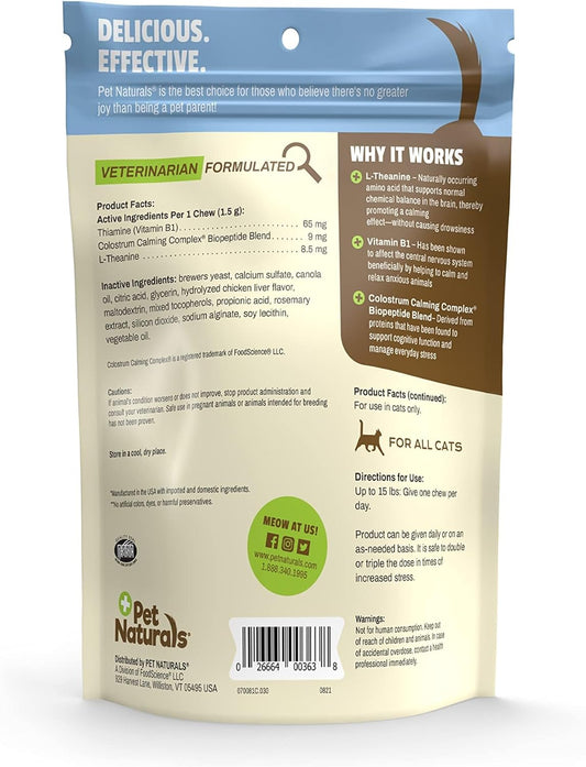 Pet Naturals Calming Chews For Cats, 30 Chews - Behavioral Support And Anxiety Relief For Travel, Boarding, Vet Visits And High Stress Situations