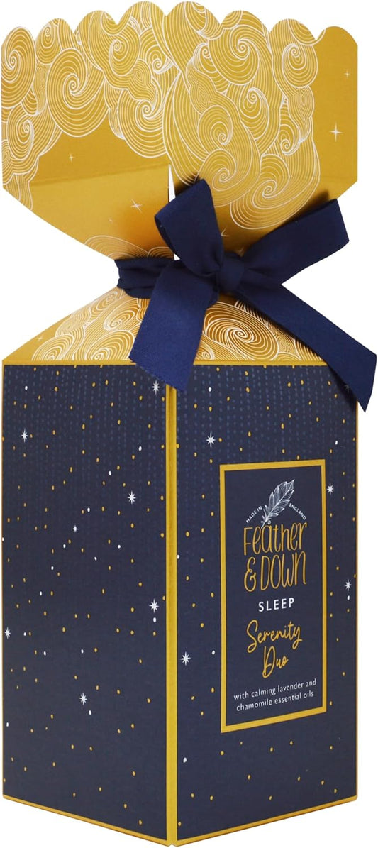 Feather And Down Serenity Duo Gift Set (2 X 50Ml Pillow Spray & Relaxing Eye Mask) - With Lavender & Chamomile Essential Oils To Encourage Calm & Aid A Restful Night'S Sleep