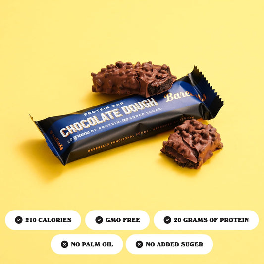 Barebells Protein Bars Chocolate Dough With 1G Of Total Sugars - 12 Count, 1.9Oz Bars - Snacks With 20G Of High Protein - On The Go Protein Snack & Breakfast Bars