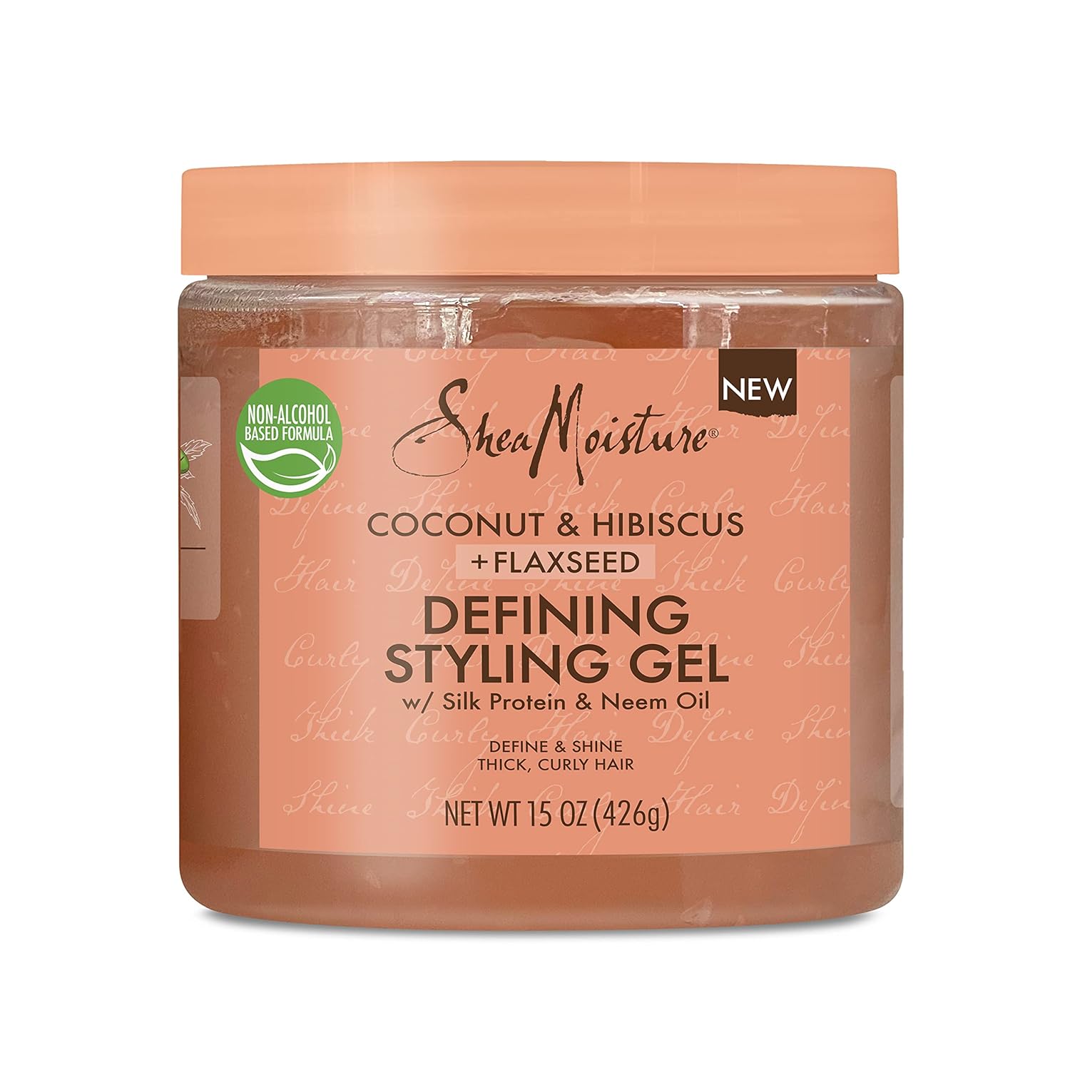 SheaMoisture Defining Styling Gel For Thick, Curly Hair Coconut & Hibiscus Paraben-Free Frizz Control Styling Gel 15 OZ, 12 count