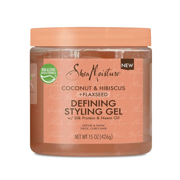 Sheamoisture Defining Styling Gel For Thick, Curly Hair Coconut & Hibiscus Paraben-Free Frizz Control Styling Gel 15 Oz, 12 Count