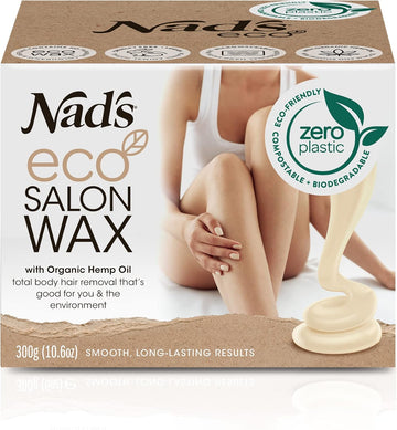 Nad'S Eco Salon Wax Kit, Professional Salon Quality Microwaveable Hard Stripless Wax, Plastic Free Vegan Wax, Includes 300G Eco Wax & 1 Wooden Spatula