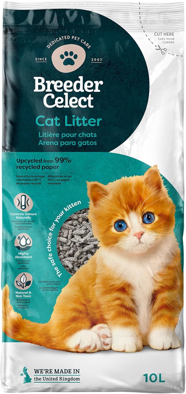 BreederCelect 99 Percent Recycled Paper Cat Litter, 10 L :Pet Supplies