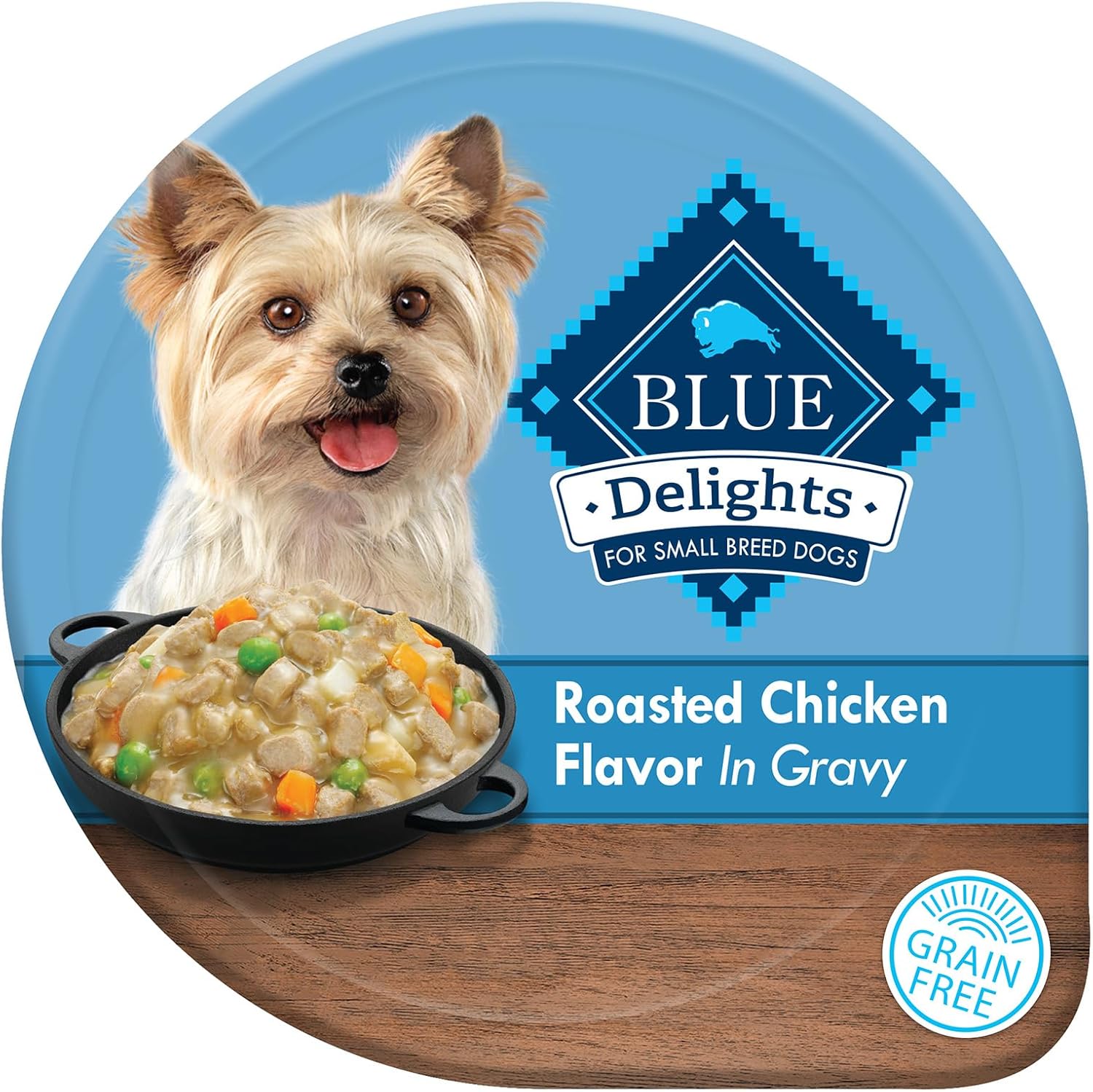 Blue Buffalo Delights Small Breed Natural Wet Dog Food, Rotisserie Chicken Flavor In Gravy, 3.5-Oz. Cups, 12 Count