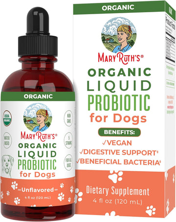 Maryruth Organics Dog Probiotic, Usda Organic Probiotic For Dogs, Dog Probiotic For Digestive Support, Supplement For Gut Health & Beneficial Bacteria, Vegan, Non-Gmo, Gluten Free, 4 Fl Oz