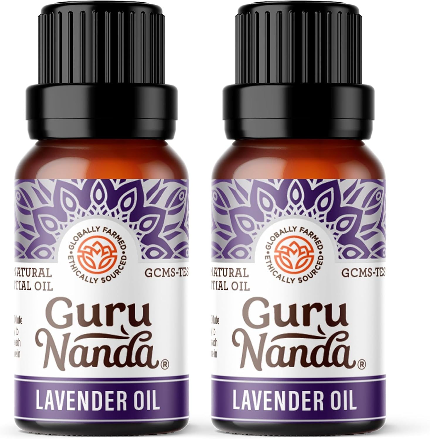 Gurunanda Lavender Essential Oil - 100% Pure, Natural & Undiluted Aromatherapy Oil For Diffusers, Massage & Diy Recipes - Helps To Relax (2X0.5 Fl Oz)