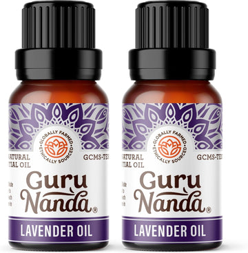 Gurunanda Lavender Essential Oil - 100% Pure, Natural & Undiluted Aromatherapy Oil For Diffusers, Massage & Diy Recipes - Helps To Relax (2X0.5 Fl Oz)