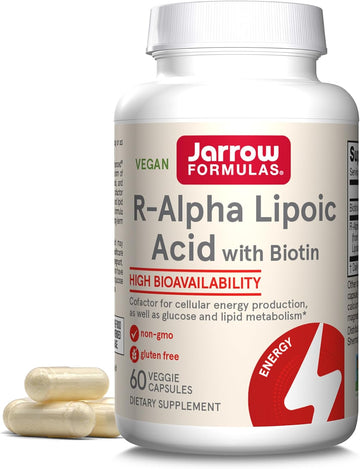 Jarrow Formulas R-Alpha Lipoic Acid 100 Mg With Biotin, Dietary Supplement For Cellular Energy Production, Glucose And Lipid Metabolism And Antioxidant Support, 60 Veggie Capsules, 60 Day Supply