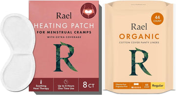 Rael Bundle - Organic Cotton Cover Liners (Regular, 44 Count) & Herbal Heating Patches (Extra Coverage, 8 Count)