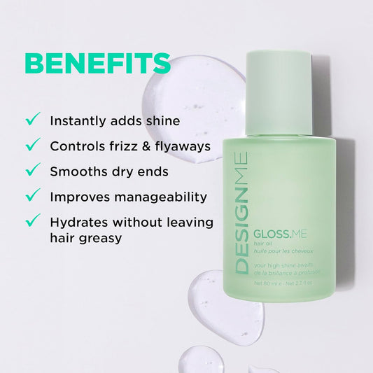 Design.Me Gloss.Me Hair Oil Anti Frizz Hair Serum For Women | Argan Hair Oil Adds Shine, Smoothness, & Hydration | Paraben & Sulfate Free Straight, Wavy, Coily, Or Curly Hair Serum