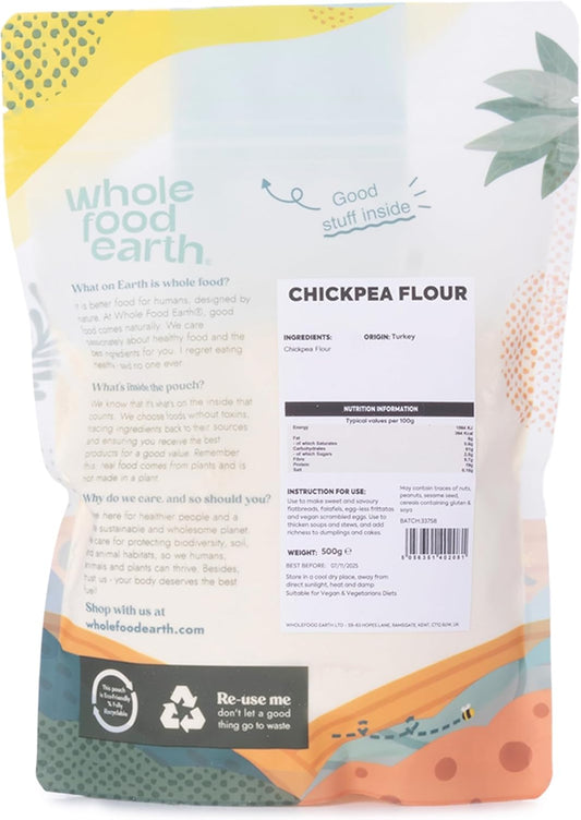 Wholefood Earth Chick Pea Flour 500 G | Gmo Free | High Fibre