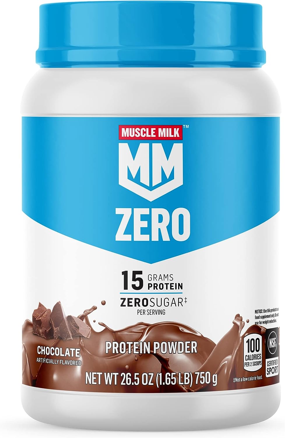 Muscle Milk ZERO, 100 Calorie Protein Powder, Chocolate, 15g Protein,