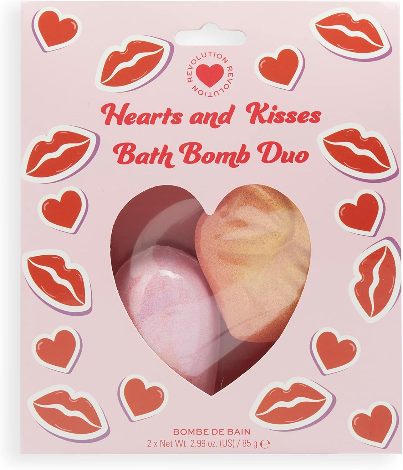 I Heart Revolution, Heart & Kisses Bath Fizzer Bomb Set, Sweet Fragrance, 2X 85G