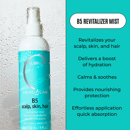 Malibu C Hard Water Wellness Hair Remedy (3 Packets) + B5 Scalp Revitalizer Mist (8 Oz) - Remove Impurities & Restore Scalp Moisture - Protects And Soothes Sensitive Scalp With Vitamin C & Allatonin