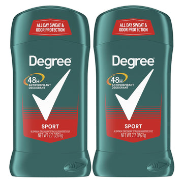 Degree Men Original Antiperspirant Deodorant For Men, Pack Of 2, 48-Hour Sweat And Odor Protection, Sport 2.7 Oz